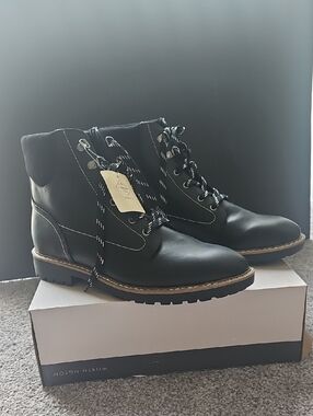 St. John's Bay Black Lace-Up Boots with Contrast Laces